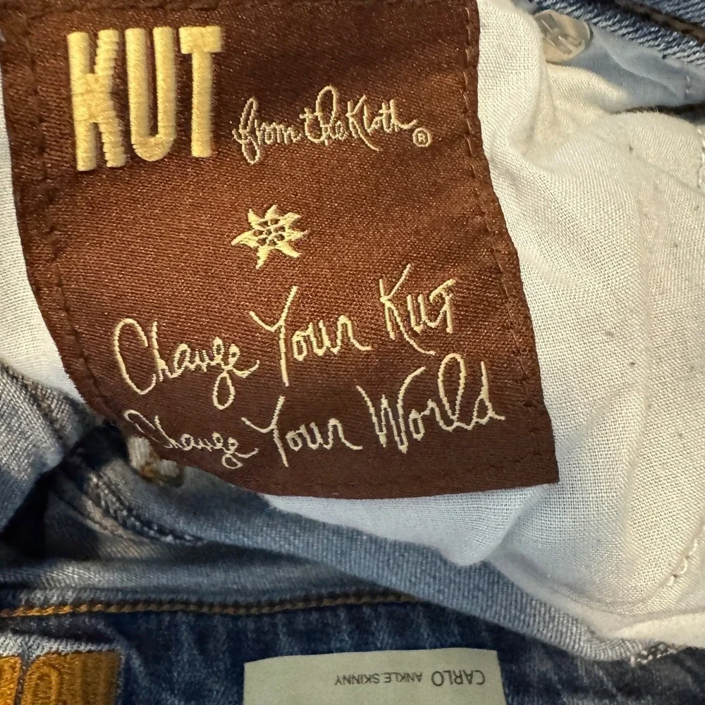 KUT from the Kloth Carlo Ankle Skinny Jeans Women's 8 Medium Wash Frayed Stretch